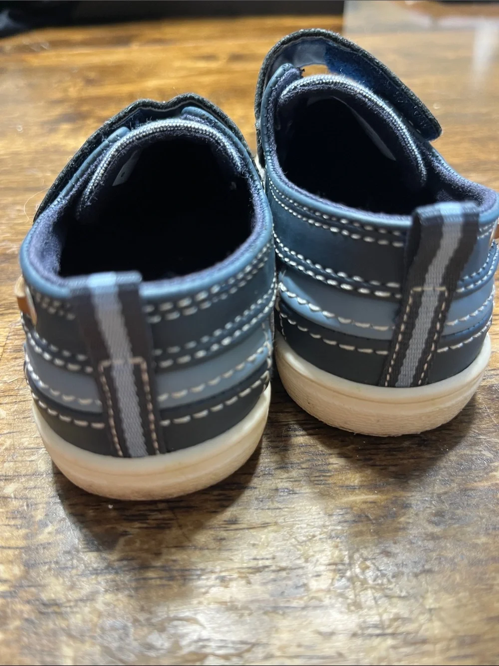 Boys Navy Slip-On Canvas Sneakers with Hook-and-Loop Strap size 6